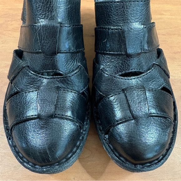 Born Pollina Black Leather Slip On Criss Cross Design Chunky Clogs Womens Size 8 - Picture 12 of 13